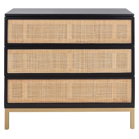 Safavieh Zadie 3 Drawer Rattan Chest; Black & Natural CHS5004A